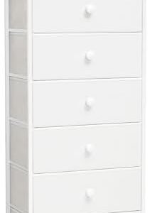 Fabric Dresser for Bedroom, 7-Drawer Tall Vertical Storage Tower (White)