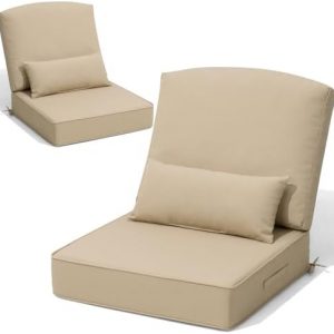 Crestlive Outdoor Deep Seat Cushion Set of 2, with Pillow, 24x24x5.5