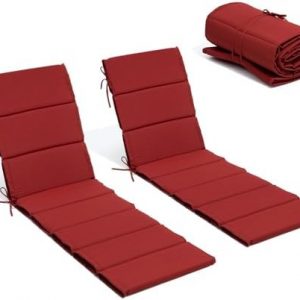 Crestlive Products Chaise Lounge Cushion Outdoor Set of 2, Water Resistant Foldable Patio Lounge Chair Cushions with Straps, Lounger Cushions for Outdoor Furniture, Lawn, Pool, 80''Lx26''W (Chili)