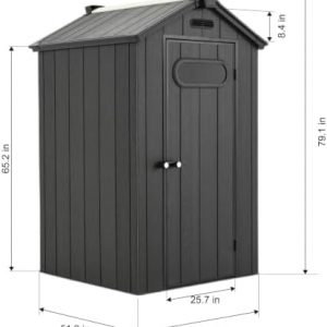 CRESTLIVE 4x4 FT Outdoor Plastic Resin Shed, Anti-Rust Waterproof Storage Shed Equipped with Floor, Doors, Vent & Skylight for Lawn Gear & Bikes