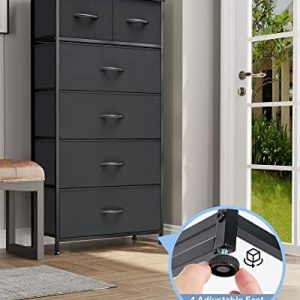 Crestlive Products Vertical Tall Fabric Dressers for Bedroom, Storage Tower - Sturdy Frame, Wood Top & Handles - Organizer Unit for Home Dorm-Black