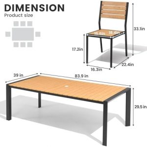 Crestlive 9 Pieces Outdoor Dining Set 83" Patio Table and Chair Sets for 8