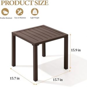 Crestlive Products Aluminum Outdoor Side Table, Pool Lounge Chair Side Table, Weather Resistant Small Square Coffee End Table for Patio, Yard, Garden, Porch, Deck, Indoor, Outdoor
