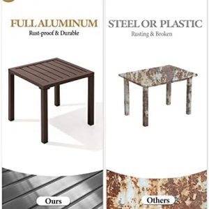 Crestlive Products Aluminum Outdoor Side Table, Pool Lounge Chair Side Table, Weather Resistant Small Square Coffee End Table for Patio, Yard, Garden, Porch, Deck, Indoor, Outdoor