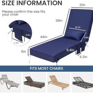 Crestlive 6-Inch Thick Outdoor Chaise Lounge Cushion with Pillow, 72"x21"