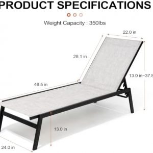 Pool Lounge Chair Set of 2, Stackable Outdoor Lounge Chairs (Oatmeal Gray)