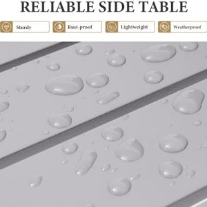 Aluminum Outdoor Side Table, Small Patio Coffee Bistro End Table, Gray