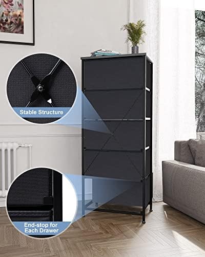 Crestlive Products Vertical Tall Fabric Dressers for Bedroom, Storage Tower - Sturdy Frame, Wood Top & Handles - Organizer Unit for Home Dorm-Black - Image 7