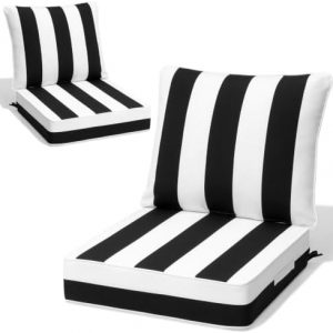 Crestlive Water Resistant Outdoor Deep Seat Cushion Set of 2, 24x24x5.5