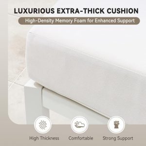 2-Seat Half-Moon Aluminum Patio Sofa Set, Outdoor Sectional, Beige