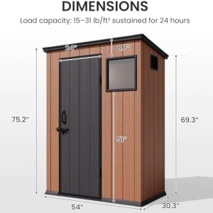 5x3 FT Lean-to Plastic Storage Shed, Waterproof Resin Garden House