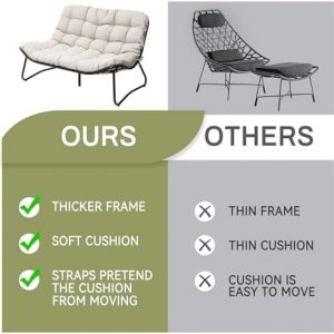 Outdoor Loveseat with Soft Cushion，Patio 2-Seat Boho Sofa (Beige)