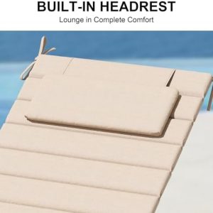 Crestlive Foldable Chaise Lounge Cushions Outdoor with Headrest, 71"x21"