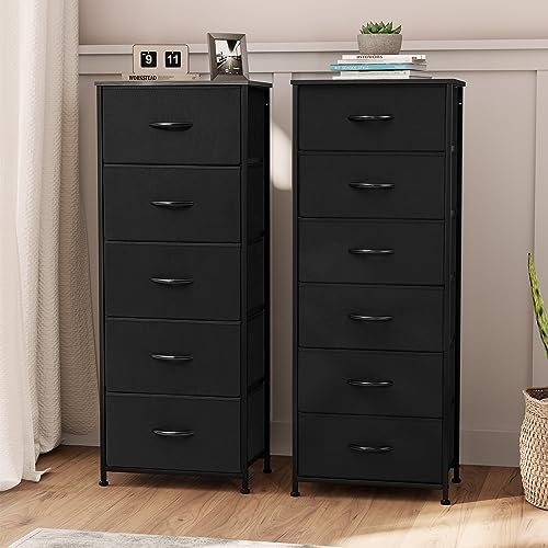 Crestlive Products Vertical Tall Fabric Dressers for Bedroom, Storage Tower - Sturdy Frame, Wood Top & Handles - Organizer Unit for Home Dorm-Black - Image 2