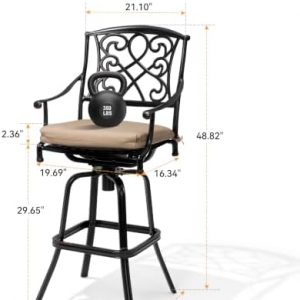 30" Swivel Outdoor Bar Stools Set of 4, Sunbrella Cushion Patio Bar Chairs
