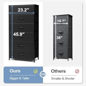 Tall 6-Drawer Wide Fabric Storage Tower Dresser for Closet, Black