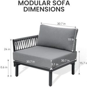 Aluminum Outdoor Patio Furniture Set, 2 Seat Modular Patio Sectional Sofa