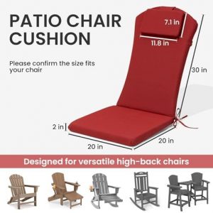 50x20 In Adirondack Chair Cushion Set of 2, Patio Chair Cushion w/Headrest