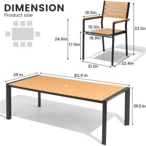 Crestlive 9-Piece Outdoor Dining Set, 83" Table and Stackable Chairs for 8