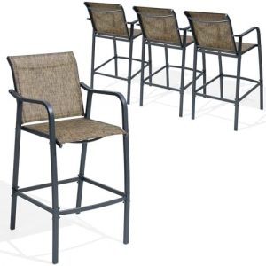 Crestlive 28.7" Outdoor Bar Stools Set of 4, 500 lb Mesh Patio Bar Chairs