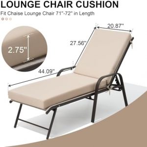 Crestlive Chaise Lounge Cushions Outdoor Set of 2, 72"x21", Water Resistant