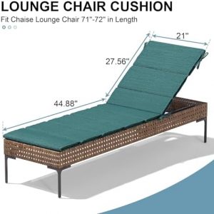 Crestlive Products Chaise Lounge Cushion Outdoor Set of 2 72''Lx21''W, Water Resistant Foldable Patio Lounge Chair Cushions with Straps, Lounger Cushions for Outdoor Furniture, Malachite