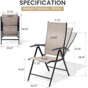 Crestlive Products Folding Patio Chairs Set of 2, Foldable Outdoor Chair