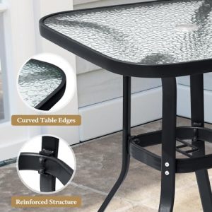Crestlive Products Outdoor Dining Table for 6, 70" Rectangular Patio Table with Metal Frame 1.6" Umbrella Hole for Backyard Balcony Garden, White