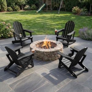 CRESTLIVE HDPE Outdoor Adirondack Chairs with Cup Holder