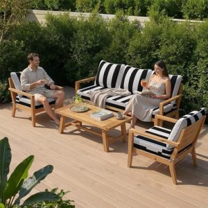 Crestlive Water Resistant Outdoor Deep Seat Cushion Set of 2, 24x24x5.5