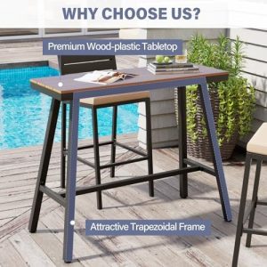 Crestlive Outdoor Bar Table Hot Tub Table, 63" Waterproof Patio Table