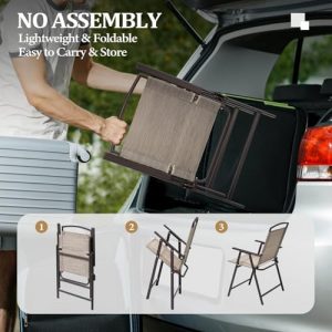 Crestlive Products 5 Piece Patio Dining Set, 4 Folding Chairs and Table