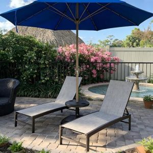Crestlive Products Lounge Chair Outdoor Set of 2, Metal Pool Chaise Lounge Chairs, Adjustable Five-Position Tanning Recliner, All Weather for Patio, Beach, Yard, Pool (Beige)