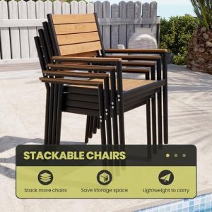 Crestlive 9-Piece Outdoor Dining Set, 83" Table and Stackable Chairs for 8