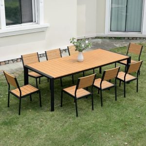 Crestlive 9 Pieces Outdoor Dining Set 83" Patio Table and Chair Sets for 8