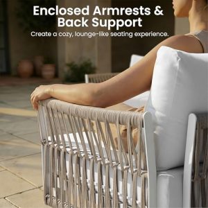 Crestlive Products Aluminum Outdoor Patio Furniture Set, 6 Seat Modular Patio Sectional Sofa, Oversized 31" Deep Seating with 5.1" Extra Thick Cushions for Garden Backyard Poolside
