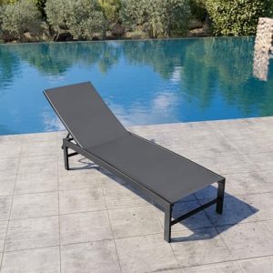 Crestlive Products Chaise Lounge Chair Outdoor, Adjustable 5 Positions Pool Tanning Recliner, Outdoor Lounge Furniture Perfect for Patio, Beach, Yard, Pool