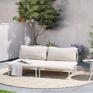 Oversized Outdoor Couch, 2-Seater Modular Sectional Sofa with Cushions
