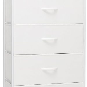 Tall Dresser for Bedroom, 6 Drawers Vertical Fabric Dresser (White)