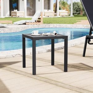 Outdoor Metal Side Table, Patio Small Square End Table, Black