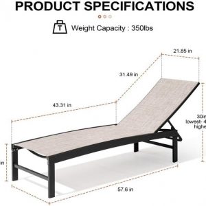 Chaise Lounge Outdoor, Pool Lounge Set of 2 Tanning Chairs(Beige)