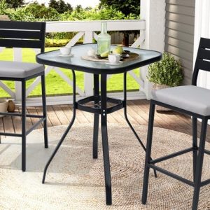 Crestlive Products Outdoor Dining Table for 6, 70" Rectangular Patio Table with Metal Frame 1.6" Umbrella Hole for Backyard Balcony Garden, White