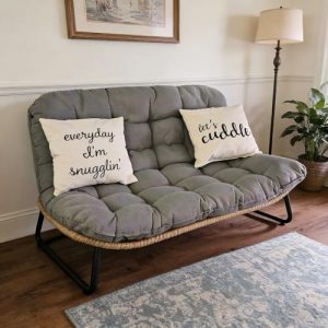 Outdoor Loveseat, Patio Couch with Soft Cushion (Dark Gray)