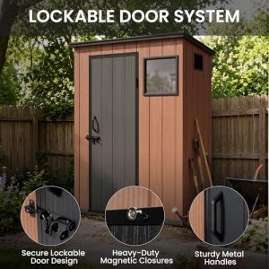 5x3 FT Lean-to Plastic Storage Shed, Waterproof Resin Garden House