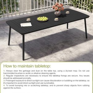Outdoor Dining Table for 10 People, 93" Patio Rectangle Table