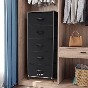 Crestlive Products Vertical Tall Fabric Dressers for Bedroom, Storage Tower - Sturdy Frame, Wood Top & Handles - Organizer Unit for Home Dorm-Black