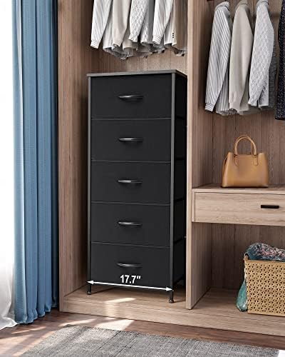 Crestlive Products Vertical Tall Fabric Dressers for Bedroom, Storage Tower - Sturdy Frame, Wood Top & Handles - Organizer Unit for Home Dorm-Black - Image 4