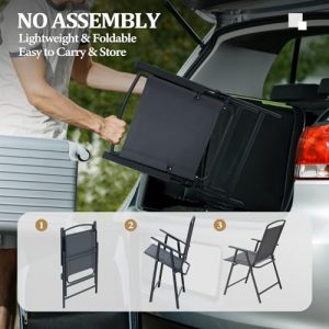 Crestlive Products 5 Piece Patio Dining Set, 4 Folding Chairs and Table