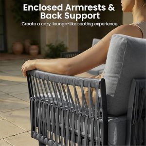 Aluminum Outdoor Patio Furniture Set, 2 Seat Modular Patio Sectional Sofa