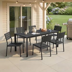 Crestlive Products Outdoor Dining Table for 6, 71" Aluminum Patio Table